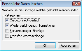 FileZilla - persönliche Daten löschen FileZilla - persönliche Daten löschen