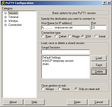 Putty - Anmeldung